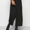 Budget 😍 Anna Field Wide Cropped Leg Trousers With Belt - Trousers - Black 👍