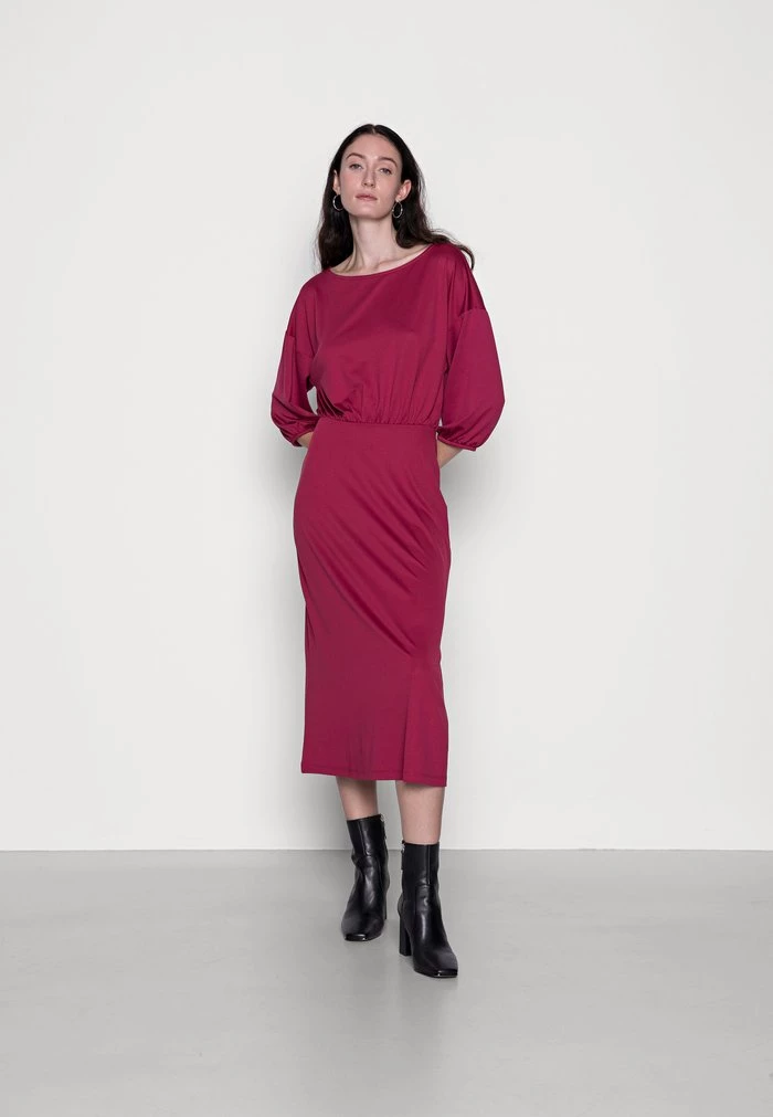 Buy โ Anna Field Quarter Sleeves Elevated Casual Midi Dress - Day Dress - Red ๐งจ 1 Buy โ Anna Field Quarter Sleeves Elevated Casual Midi Dress - Day Dress - Red ๐งจ