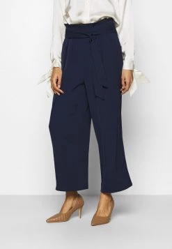 Brand new ❤️ Anna Field Wide Cropped Leg Trousers With Belt - Trousers - Dark Blue ✔️