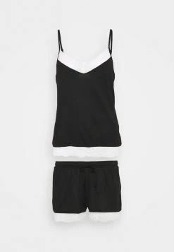 Deals 🔔 Anna Field SARAH SHORT PJ SET WITH CROCHET LACE - Pyjama Set - Black/off-white ✔️