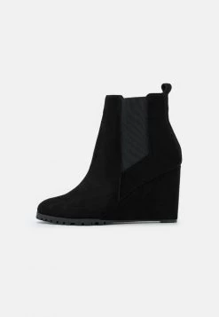 Budget 😀 Anna Field LEATHER WINTER BOOT - Wedge Ankle Boots - High Heeled Ankle Boots - Black ✨