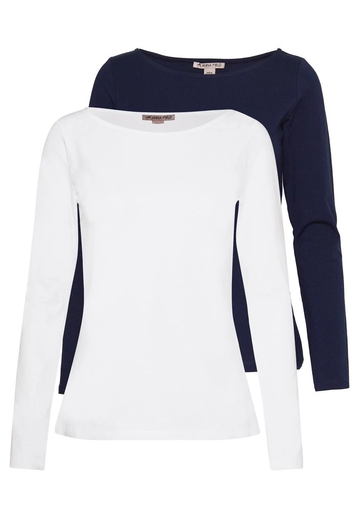 Brand new 😀 Anna Field 2 PACK - Long Sleeved Top - Maritime Blue/white ✔️ 1 Brand new 😀 Anna Field 2 PACK - Long Sleeved Top - Maritime Blue/white ✔️
