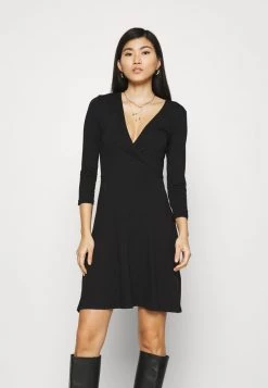 Hot Sale ✔️ Anna Field Quarter Sleeves Wrap Mini Dress 🎁 - Jersey Dress - Black 💯