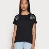 Budget 💯 Anna Field MANDALA DITSY FLOWER SHOULDER TEE - Print T-shirt - Black ✔️