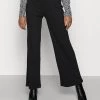 Discount 🤩 Anna Field RIBBED WIDE LEG TROUSERS - Trousers - Black ✨