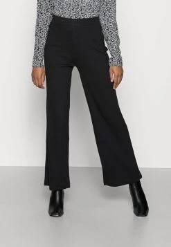Discount 🤩 Anna Field RIBBED WIDE LEG TROUSERS - Trousers - Black ✨