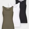 Coupon 👏 Anna Field BASIC TANK 3er Pack - Top - Black/white /khaki ✨ -My Luxe Wardrobe Sales Store 4289b0b1f8034059a3de71ba922c276a