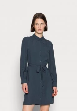 Buy ⌛ Anna Field WOVEN BLOUSE DRESS PLEATS BELT - Day DRESS - Dark Blue 😀