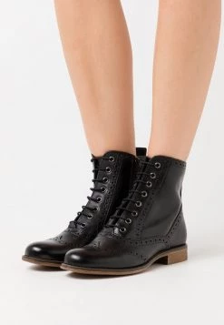 Buy ๐ Anna Field LEATHER - Lace-up Ankle Boots - Black โญ