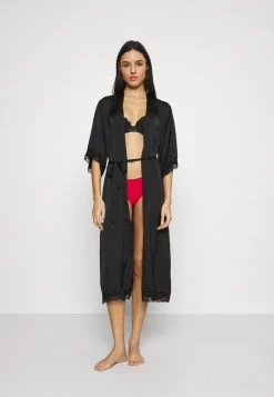 Brand new โจ Anna Field ARIANA SATIN KIMONO LONG - Dress ing Gown - Black ๐ฅฐ