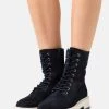 Best Sale 💯 Anna Field LEATHER - Platform Ankle Boots - Dark Blue 👍