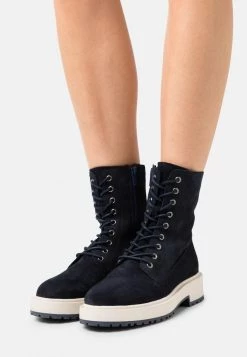 Best Sale 💯 Anna Field LEATHER - Platform Ankle Boots - Dark Blue 👍