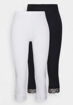 Flash Sale ⌛ Anna Field 2 PACK - Leggings - Trousers - Black/white 🥰