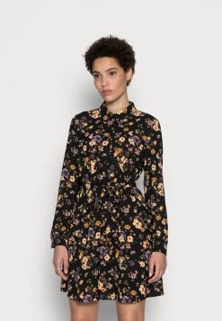 Best deal 🎁 Anna Field BELTED BLOUSE DRESS - Shirt DRESS - Black/lilac 🧨