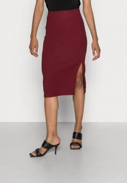 Discount 🎉 Anna Field STRUCTURED FABRIC MIDI HIGH WAISTED PENCIL SKIRT - Mini Skirt - Bordeaux 🌟