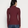 Wholesale 🔔 Anna Field RIBBED POLO LONGSLEEVE - Long Sleeved Top - Dark Red 🧨 -My Luxe Wardrobe Sales Store 9ee6b0466f62421d992c9fd0e4d2bb12