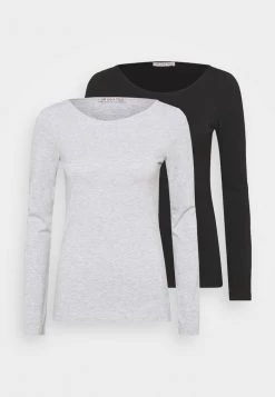 Wholesale ✔️ Anna Field 2 PACK - Long Sleeved Top - Black/mottled Grey ⭐
