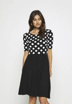 Brand new ❤️ Anna Field BOAT NECK PRINT DRESS WITH SOLID SKIRT - Jersey DRESS - Black/white 😍