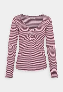 Best deal ⌛ Anna Field Long Sleeved Top - Dark Red/white ⌛