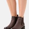 New ❤️ Anna Field LEATHER - Ankle Boots - Dark Brown 👍
