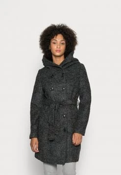 Coupon 👍 Anna Field DOUBLE BREASTED COAT WITH HOOD - Classic Coat - Mottled Dark Grey 👍