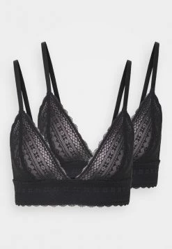 Cheapest ✔️ Anna Field 2 Pack Greer Lace Bralette - Triangle Bra - Black 💯