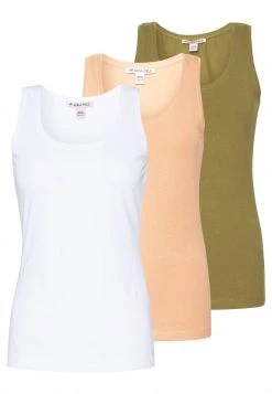 Discount ⌛ Anna Field BASIC TANK 3er Pack - Top - White/camel/martini Olive ⭐