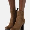 Outlet 🔥 Anna Field LEATHER - High Heeled Ankle Boots - Cognac 🎁