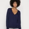 Discount 🎁 Anna Field OPEN V NECK JUMPER - Jumper - Dark Blue 💯
