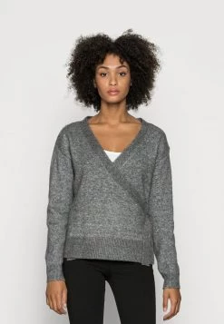 Hot Sale 😀 Anna Field LOOSE FIT WRAP - Jumper - Mottled Dark Grey 🎁