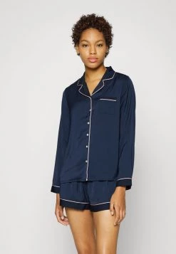 Best deal 😍 Anna Field AMANDA LONG SLEEVE SHORT SET - Pyjama Set - Dark Blue ⌛