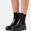 New 😀 Anna Field LEATHER - Platform Ankle Boots - Black ✨