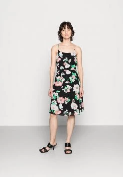 Brand new ⭐ Anna Field STRAPPA FIT AND FLARE - Day Dress - Black/pink 🌟